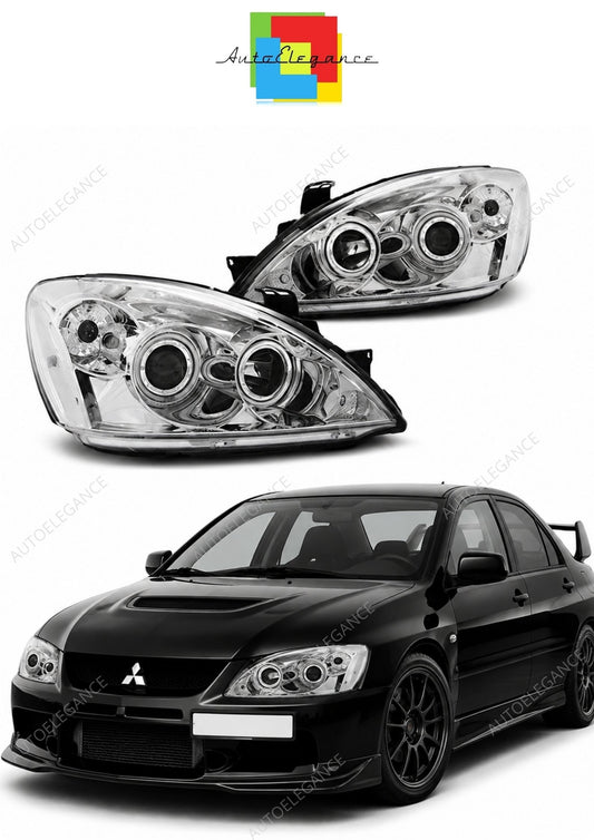 💕 Fari Anteriori Adatto per Mitsubishi Lancer 7 04-07 Angel Eyes CCFL Cromati 💕