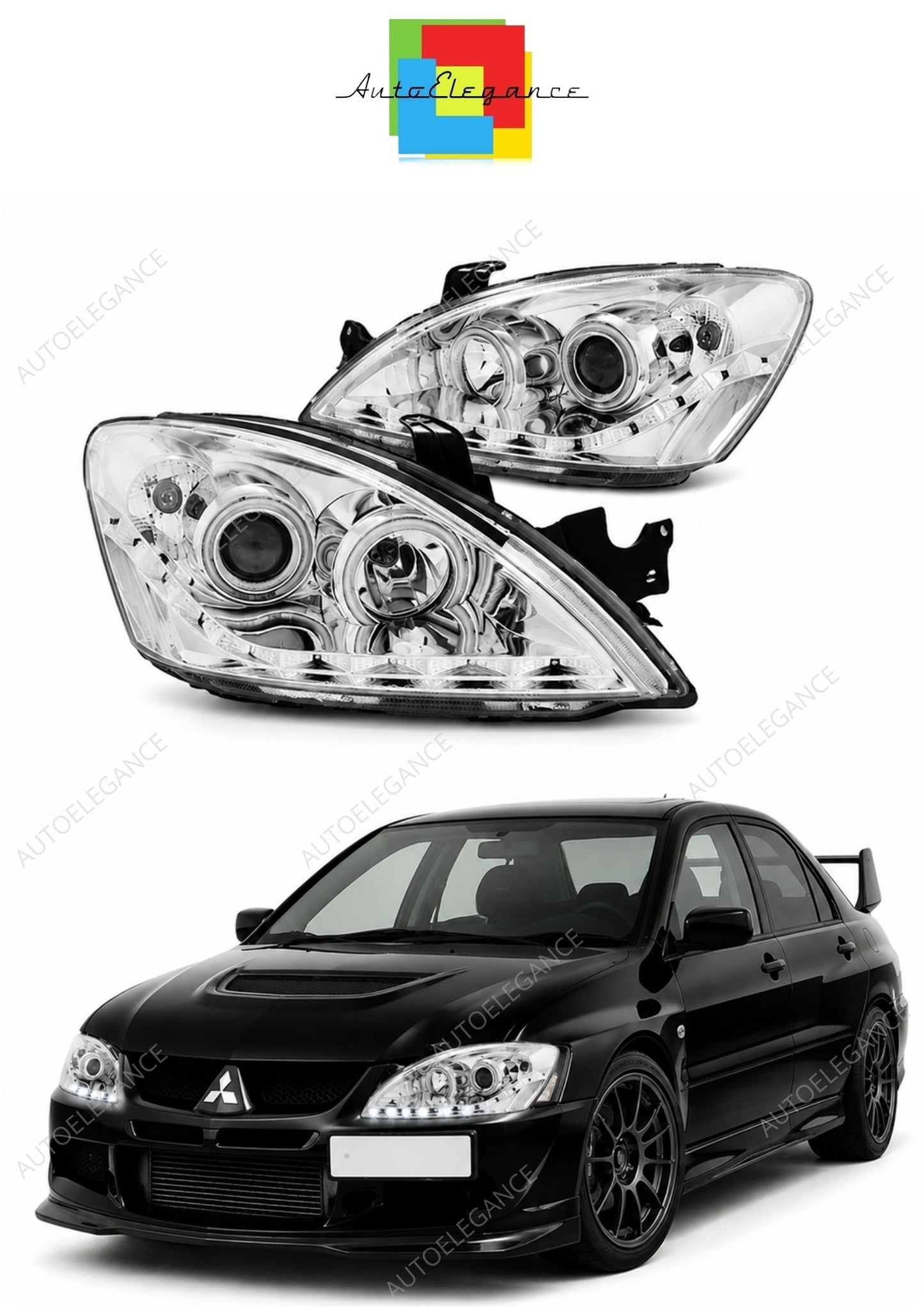 💕 Fari Anteriori Adatto per Mitsubishi Lancer 7 04-07 LED Daylight Cromati 💕