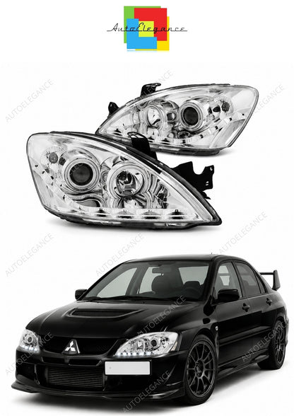 💕 Fari Anteriori Adatto per Mitsubishi Lancer 7 04-07 LED Daylight Cromati 💕