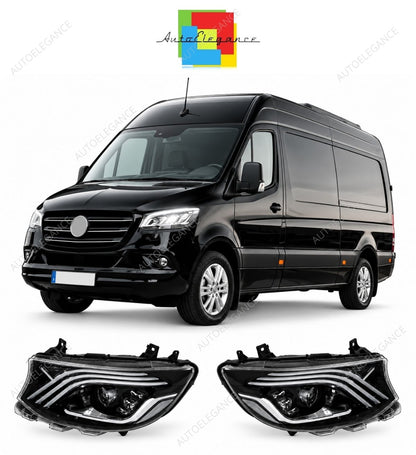 💕 Fari LED Adatti per Mercedes Sprinter W907 W910 19-27 Alogeni Neri 💕