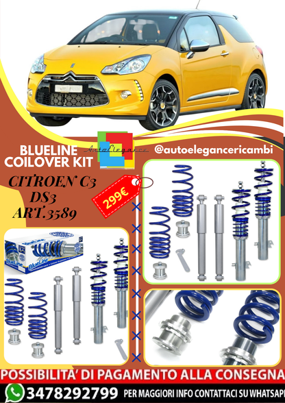 🎀Art.3589 Kit coilover sportivo Blueline adatto per Citroen C3 DS3 1.0🎀