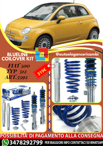 🎀Art.3592 BlueLine Kit coilover sportivo adatto per Fiat 500 Typ 312🎀