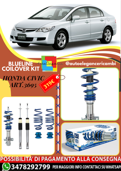🎀Art.3695 Kit assetto sportivo a ghiera BlueLine adatto per Honda Civic 🎀