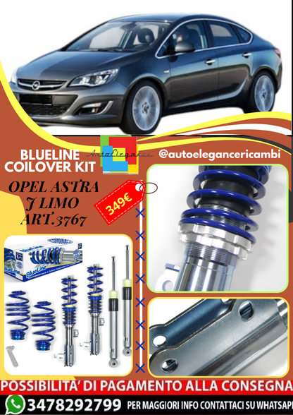 🎀Art.3767 Kit assetto sportivo a ghiera BlueLine adatto per Opel Astra J Limo🎀