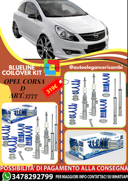 🎀Art.3777 Kit assetto sportivo a ghiera BlueLine adatto per Opel Corsa D🎀