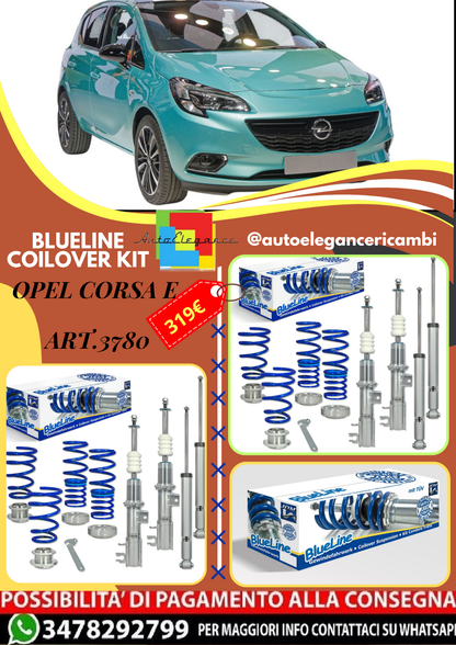 🎀Art.3780 Kit assetto sportivo a ghiera BlueLine adatto per Opel Corsa E🎀