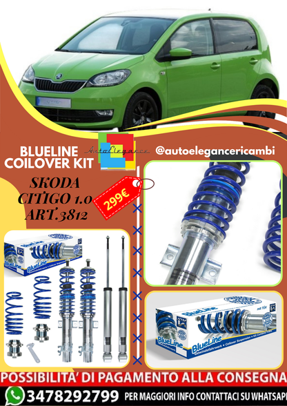 🎀Art.3812 Kit coilover sportivo BlueLine adatto per Skoda Citigo 1.0🎀