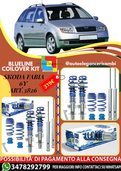 🎀Art.3826 Kit assetto sportivo a ghiera Blueline adatto per Skoda Fabia 6Y🎀