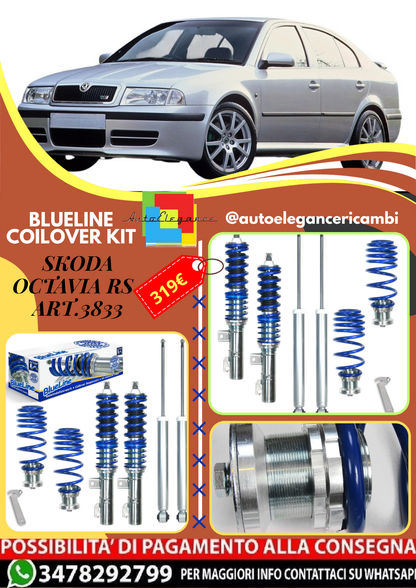 🎀Art.3833 Kit coilover  sportivo BlueLine adatto per Skoda Octavia RS 🎀