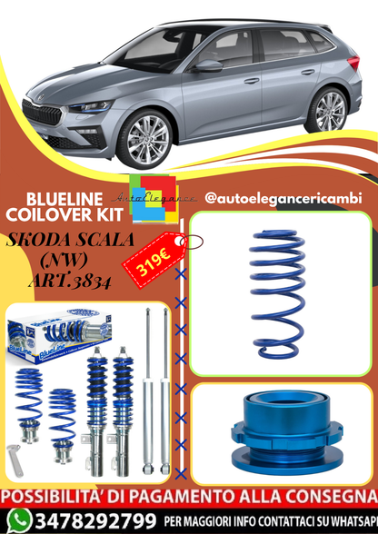 🎀Art.3834 Kit coilover  sportivo BlueLine adatto per Skoda Scala (NW) 🎀