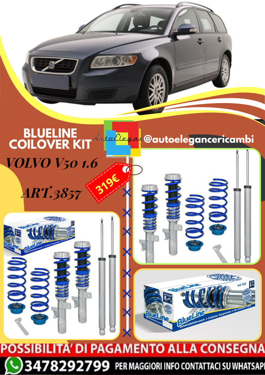 🎀Art.3857 Kit assetto sportivo a ghiera BlueLine adatto per Volvo V50 1.6🎀