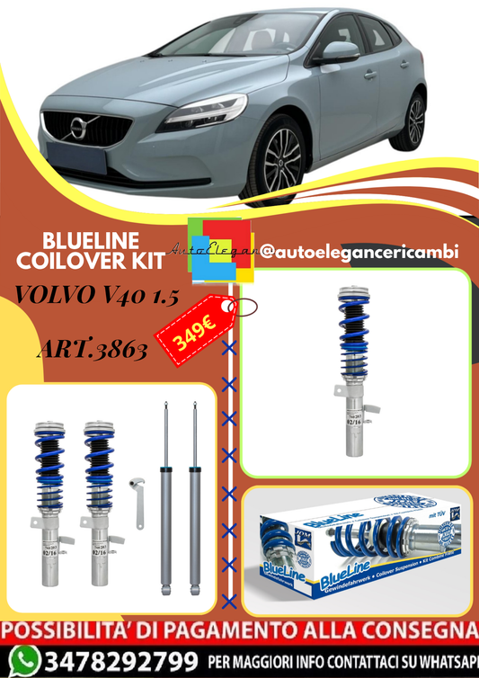 🎀Art.3863 Kit assetto sportivo a ghiera BlueLine adatto per Volvo V40 1.5🎀