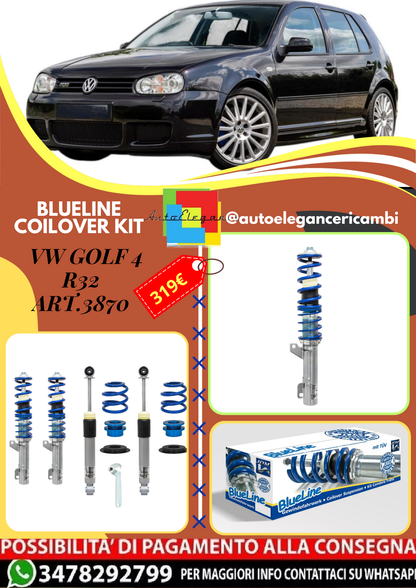 🎀Art.3870 Kit assetto sportivo a ghiera BlueLine adatto per VW Golf 4 R32🎀