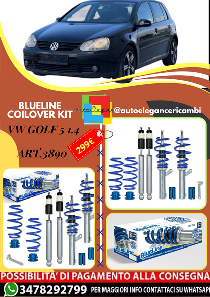 🎀Art.3890 Kit coilover sportivo BlueLine adatto per VW Golf 5 1.4🎀