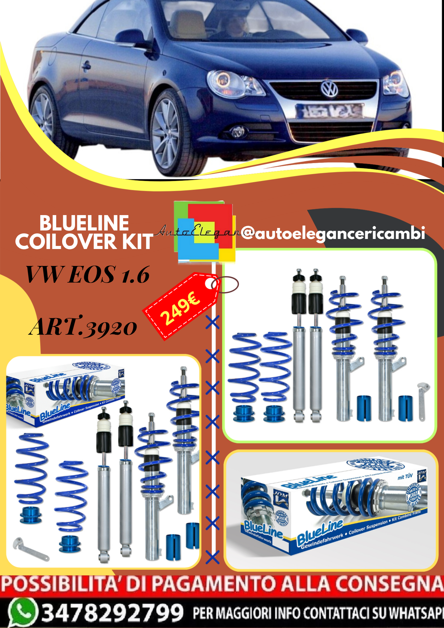 🎀Art.3920 Kit coilover sportivo BlueLine adatto per VW Eos 1.6🎀 (Copia)