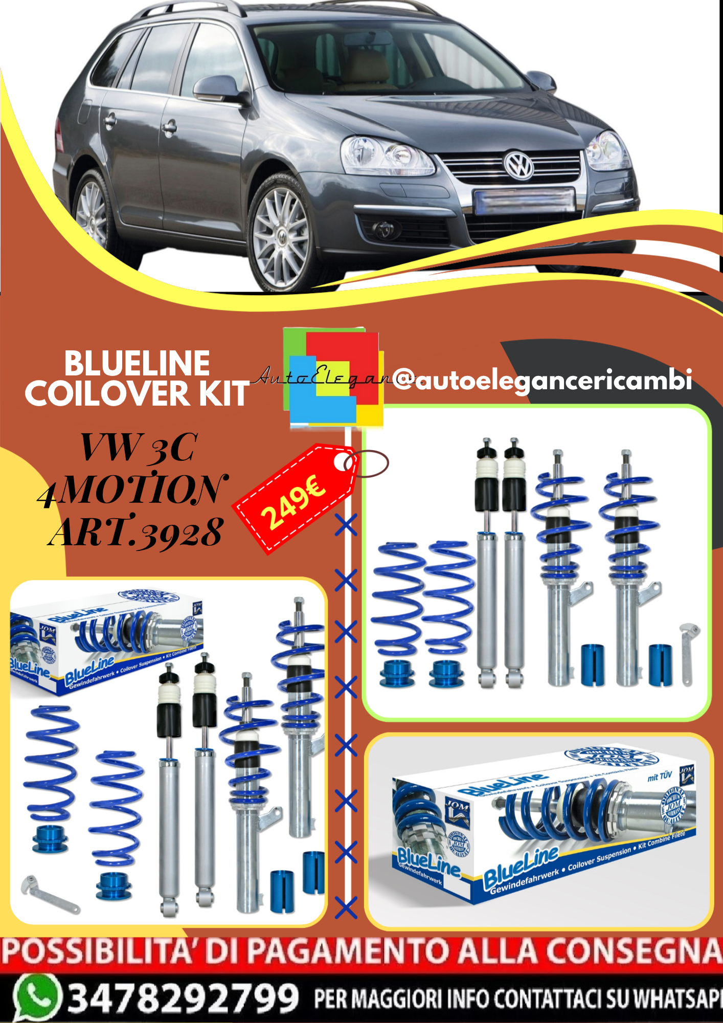 🎀Art.3928 Kit Coilover sportivo BlueLine per VW Passat 3C Variant 4Motion🎀