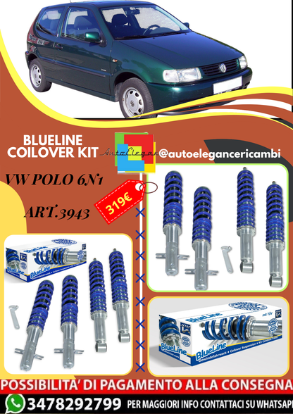 🎀Art.3943 Kit coilover sportivo  BlueLine adatto per VW Polo 6N1🎀