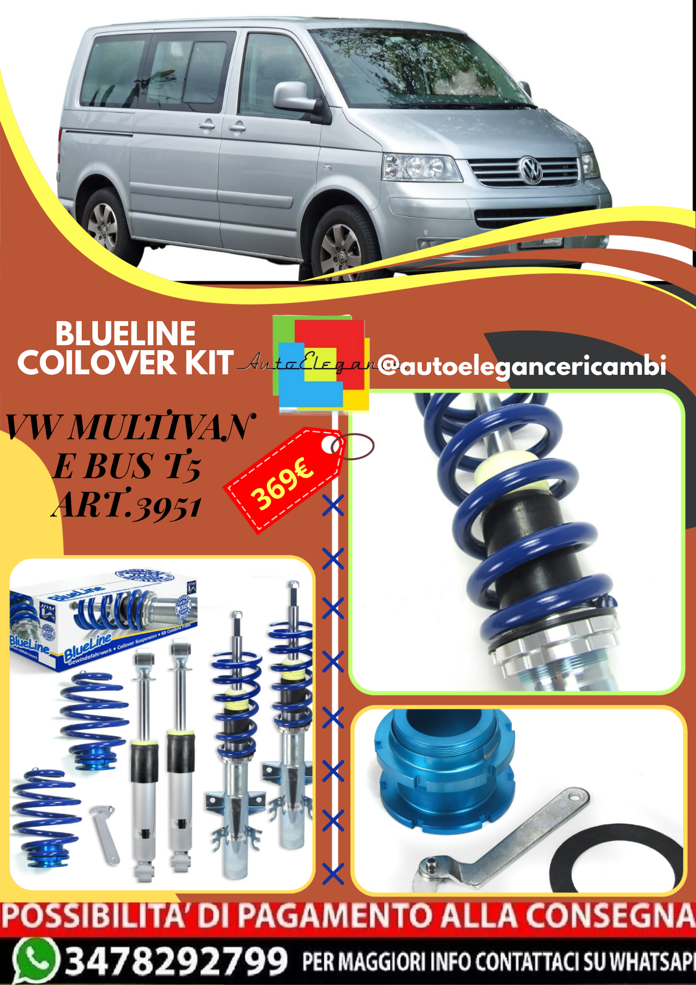 🎀Art.3951 Kit assetto a ghiera BlueLine adatto per VW Multivan e Bus T5 🎀