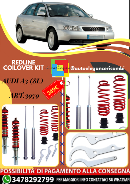 🎀Art.3979 Kit assetto sportivo a ghiera Redline adatto per Audi A3 (8L) 1.6🎀