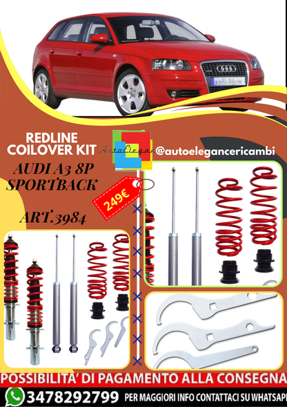 🎀Art.3984 Redline Kit assetto a ghiera adatto per Audi A3 8P Sportback🎀