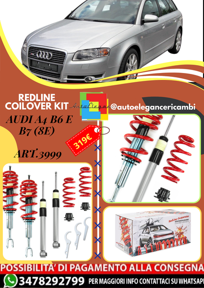 🎀Art.3999 Redline Coilover sportivo Kit adatto per Audi A4 B6 e B7 (8e)🎀