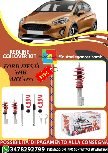 🎀Art.4175 Kit assetto sportivo a ghiera Redline adatto per Ford Fiesta JHH 🎀