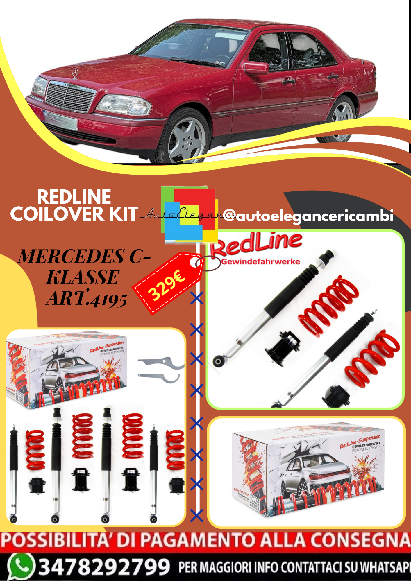 🎀Art.4195 Kit assetto sportivo Redline adatto per Mercedes C-Klasse W202🎀