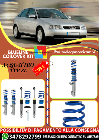 🎀Art.3289 Kit coilover sportivo BlueLine adatto per A3 Quattro Typ 8L 🎀