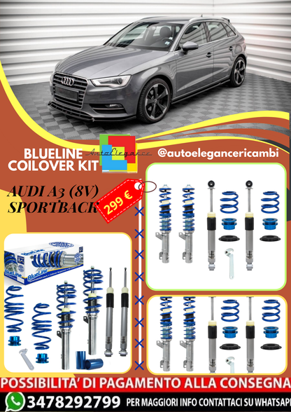 🎀Art.3290 Kit coilover sportivo BlueLine adatto per Audi A3 (8V) Sportback🎀