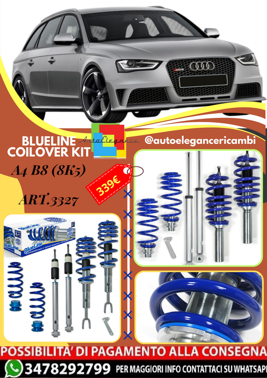 🎀Art.3327 BlueLine Kit assetto sportivo  a ghiera adatto per Audi A4 B8 (8K5)🎀