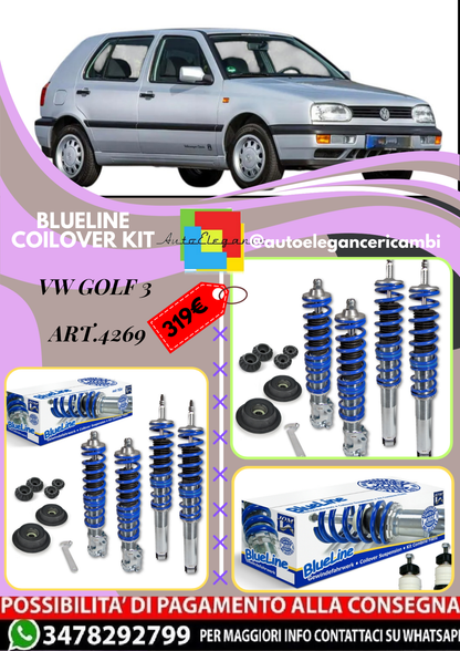 🎀Art.4269 Kit assetto sportivo BlueLine + set Domcap adatto per VW Golf 3🎀
