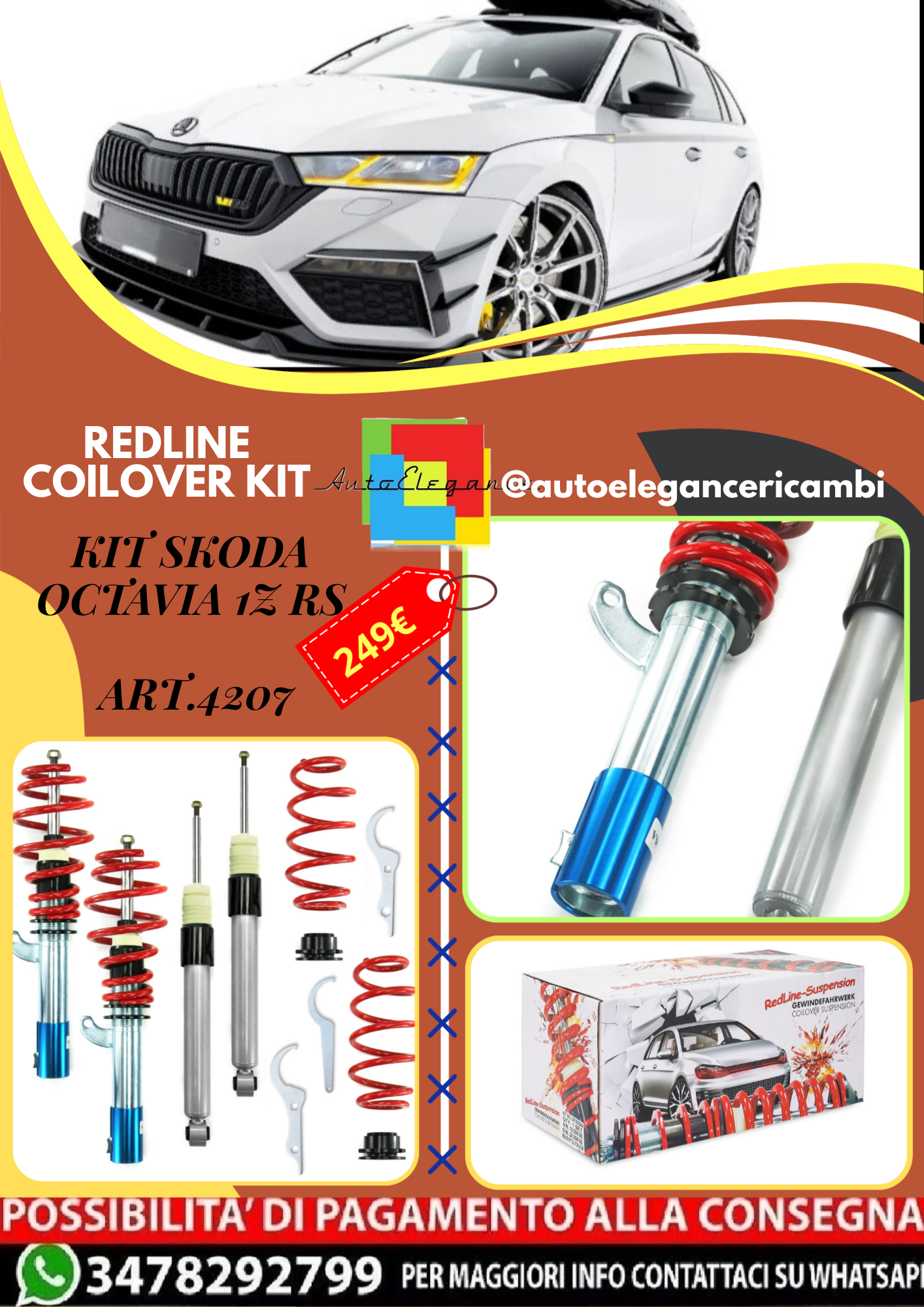 🎀Art.4207 RedLine assetto sportivo Kit Skoda Octavia 1Z RS / vRS 🎀