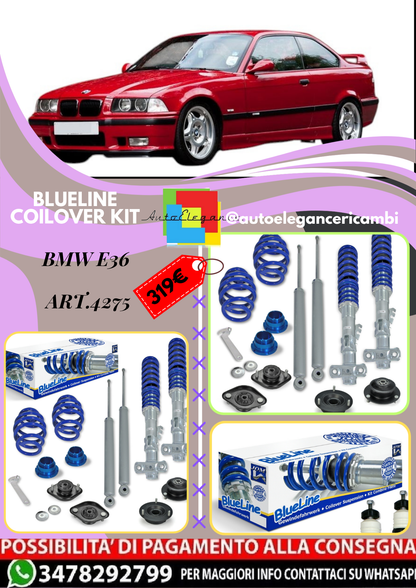 🎀Art.4275 Kit assetto sportivo BlueLine con set Domcap adatto per BMW E36🎀