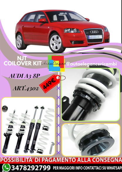 🎀Art.4302 Kit assetto sportivo NJT eXtrem Coiklover adatto per Audi A3 8P 🎀