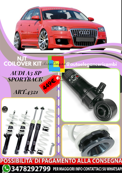 🎀Art.4321 Kit assetto sportivoNJT eXtrem adatto per Audi A3 8P Sportback🎀