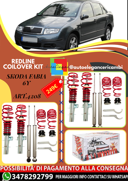🎀Art.4208 Redline Kit assetto sportivo a ghiera adatto per Skoda Fabia 6Y 🎀