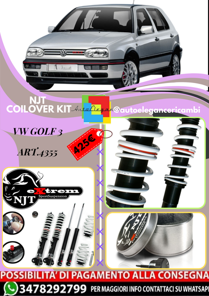 🎀Art.4355 Kit assetto sportivo a ghiera NJT eXtrem adatto per VW Golf 3 🎀