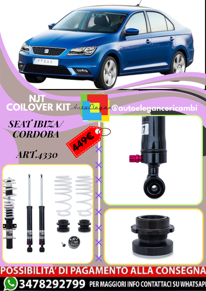 🎀Art.4330 Kit assetto sportivo a ghiera NJT  adatto per Seat Ibiza/Cordoba🎀