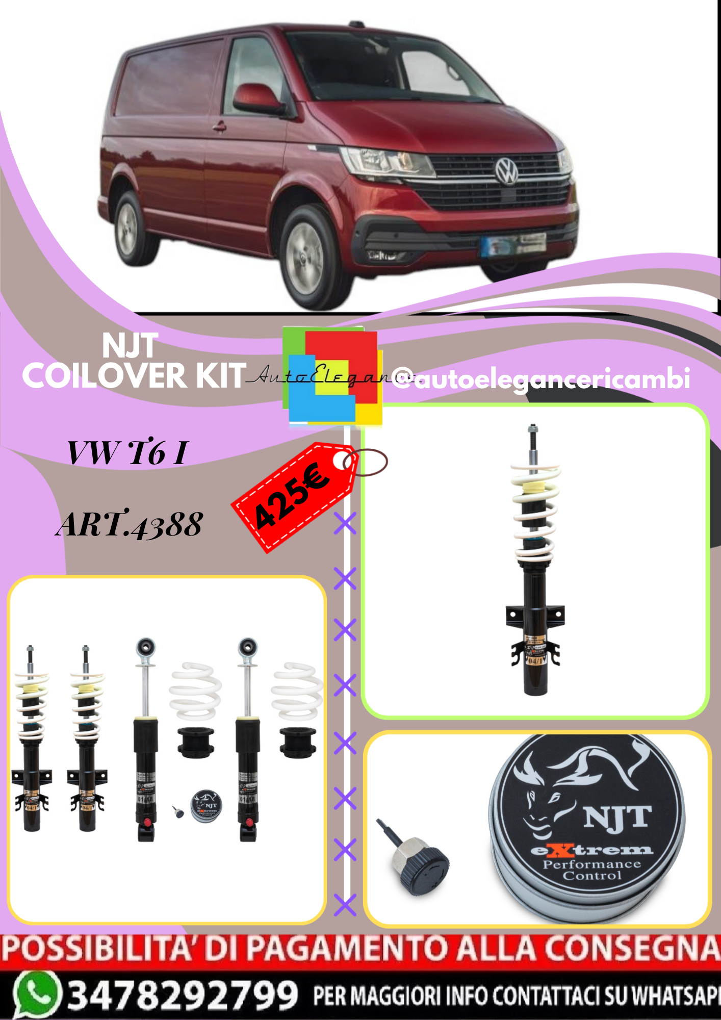 🎀Art.4388 Kit assetto sportivo NJT eXtrem adatto per VW T6 incl. 4Motion V6 🎀