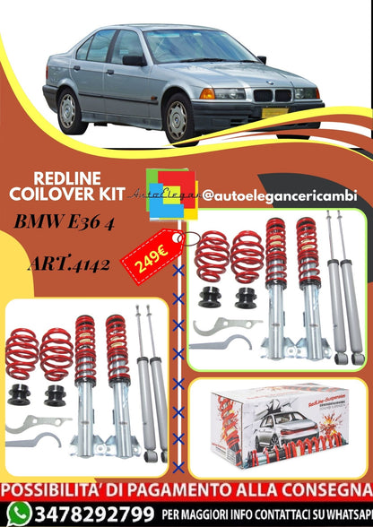 🎀Art.4142 Kit coilover sportivo Redline adatto per BMW E36 4 e 6🎀