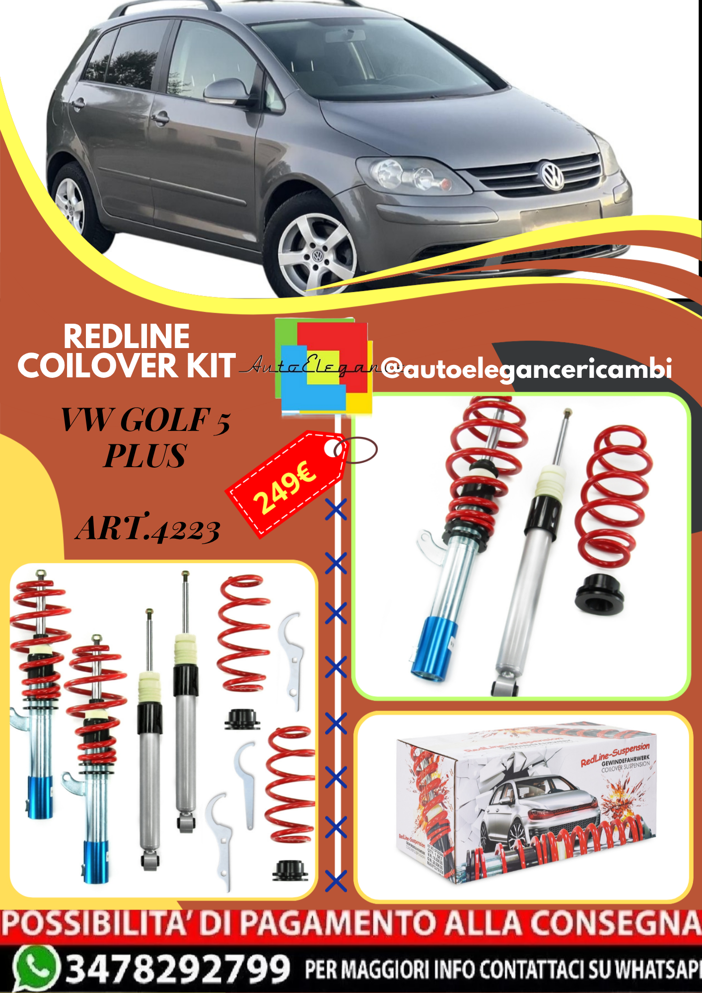 🎀Art.4223 Redline Kit assetto sportivo adatto per VW Golf 5 Plus🎀