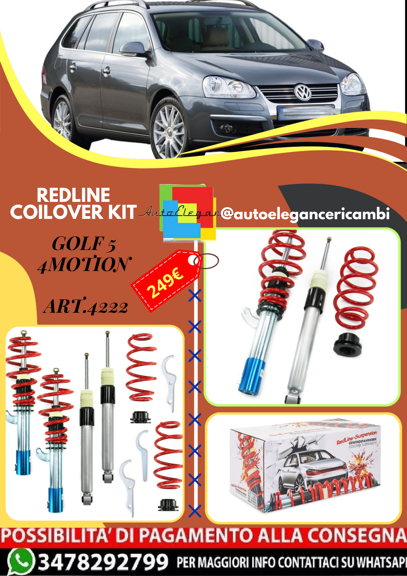 🎀Art.4222 Redline Kit assetto sportivo adatto per VW Golf 5 4Motion🎀
