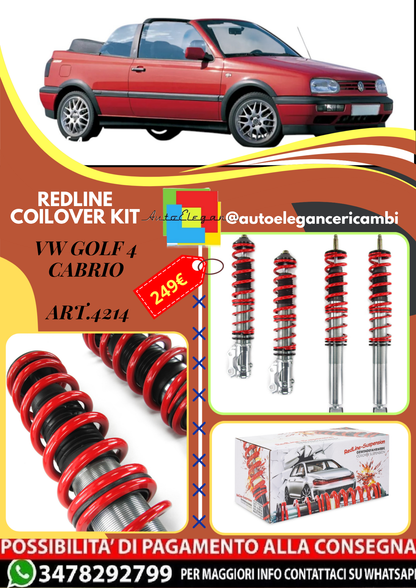 🎀Art.4214 Kit assetto sportivo a ghiera Redline adatto per VW Golf 3/Golf 4🎀