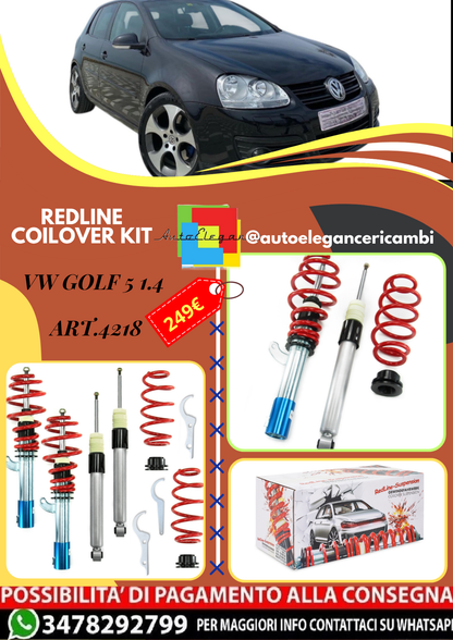 🎀Art.4218 Kit assetto sportivo a ghiera Redline adatto per VW Golf 5 1.4🎀