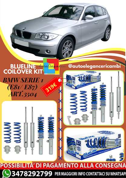 🎀Art.3504 Kit coilover sportivo  BlueLine adatto per BMW Serie 1 (E81/ E87) 🎀