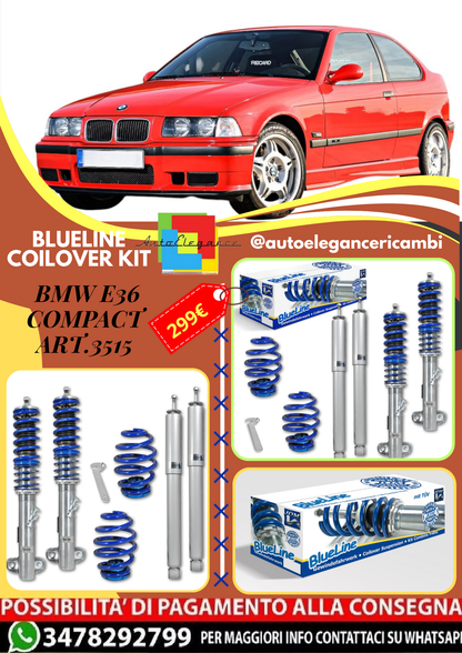 🎀Art.3515 Kit assetto sportivo a ghiera BlueLine adatto per BMW E36 Compact🎀
