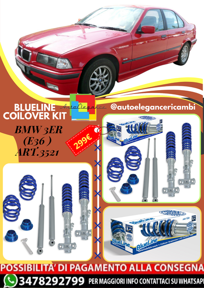 🎀Art.3521 Kit coilover sportivo BlueLine adatto per BMW Serie 3 E36 🎀