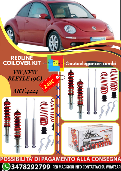 🎀Art.4224 Kit assetto sportivo a ghiera Redline adatto per VW New Beetle (9C)🎀