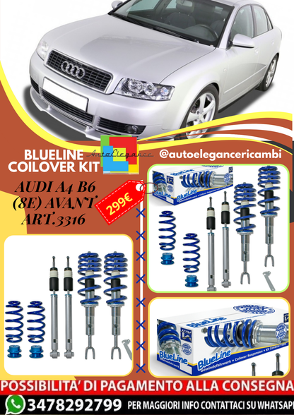 🎀Art.3316 Kit coilover sportivo BlueLine adatto per Audi A4 B6 (8e) Avant 🎀