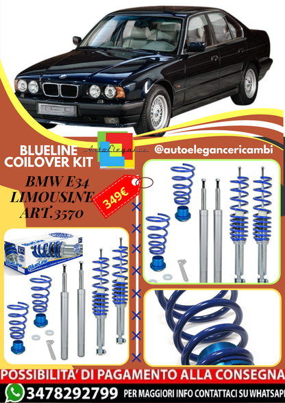 🎀Art.3570 Kit assetto sportivo a ghiera BlueLine adatto per BMW E34 limousine🎀